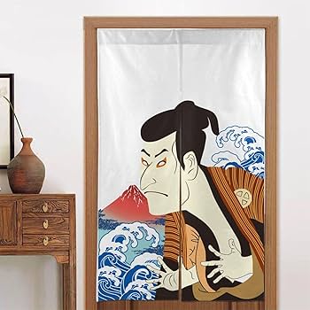 Amazon｜のれん 和柄 歌舞伎 和風 富士山 浮世絵 洗える アニメ